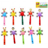 Wooden Cartoon 4 bell Rattle with Whistle - Any 1